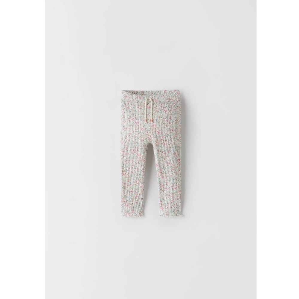 ZARA 3-6M Floral Ribbed Leggings